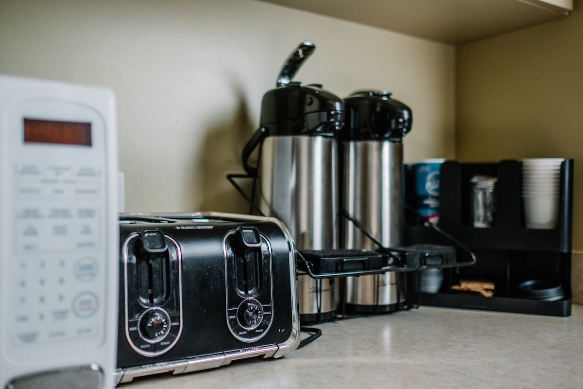 Small household appliances in a kitchen