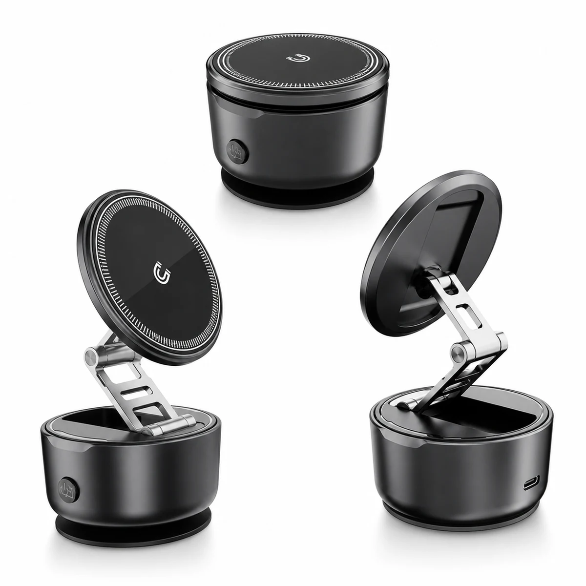 Motorized vacuum phone holder